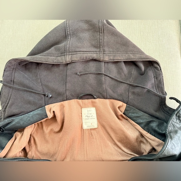 Free People Cleo Hooded Vegan Suede Moto Jacket S - Picture 11 of 16